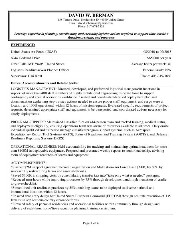 Berman David USAJOBS Resume