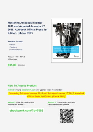 Mastering Autodesk Inventor 2016 and Inventor LT 2016: Comprehensive ...