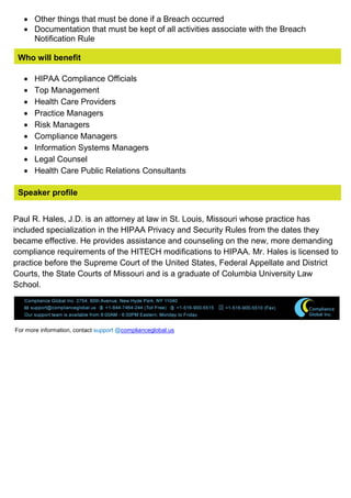 HIPAA Breach NotificationRule What you must do to comply By HIPAA Breach NotificationRule What you must do to comply By