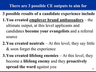 There are 3 possible CE outputs to aim for
3 possible results of a candidate experience include
1.You created employer bra...