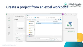 Create a project from an excel workbook
 
