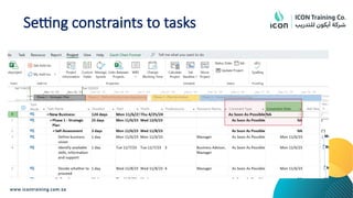 Setting constraints to tasks
 