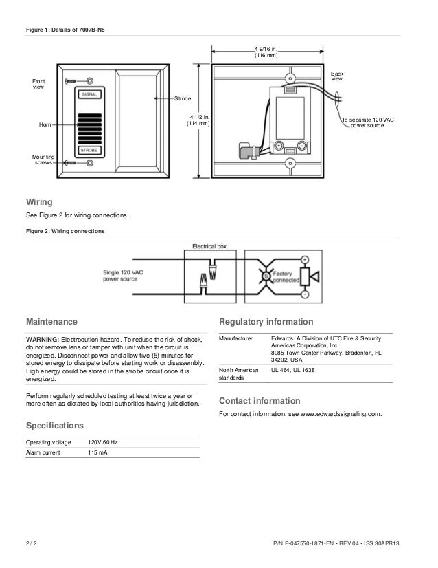 Edwards Signaling 7007BN5 Installation Manual