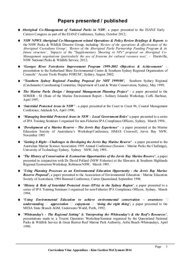 Curriculum vitae appendices picture