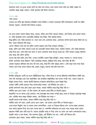 Want more Updates 
http://tanbircox.blogspot.com
কিকিশিা বলল, কে দুএে কবািল কদতশ মদ কটক বাে চালাি, িখ বাকেি েেল যাতত্র কিা বকটই, িাস্তাি েব
পেচািীও আল্লা! আল্লা! েিকিা। িািই পুরুিাি অই তবশাল বালাখা া।
✩✩✩- 131
“তলে েমেযা”
এেবাি চাি দলী়ে জুট িাজাোি,পাতেস্তাত দালাল ীজাতম ও খাকলদা েিোকিি ীতি ত ধবািেকদি এেতট দল জতটল
েমেযা়ে প়িকল । েমেযাটা তলে ত ধবাি ে়ংিান্ত।
কিা িািা কগকল খাকলদা তজ়োি োকছ। মযাোম, োাঁঠাল কো তলে? মযাোম বলকল , এটা ত ধবাি েিা কোক া েমেযা
া। আতম আজকেই বা়ংলা এোকেমীি তেতজকে বকল তদতি। তিত জাত ক়ে তদকব ।
তেন্তু দুইতদ কগল, তেতজ জা াকল া। িখ িািা কগল এিশাকদি োকছ। এিশাকদি ঝটপট জবাব-আকি োাঁঠাল হল পু়ং
তলে। োিণ োাঁঠাকলি তবতচ আকছ।
এিপি পতত্রোি খবি কবি হল-পুতলশ এেদল ছাত্রকে োন্ডা তদক়ে কবধ়িে কপটাকি।
আিা, পুতলশ কো তলে? জা কি চাও়ো হল প্রধা মন্ত্রী খাকলদা তজ়োি োকছ। খাকলদা বলকল , এটা স্বিাষ্ট্র মন্ত্রণালক়ে
কখাাঁজ ত কি হকব। কেই কখাাঁজ আি আকে া কদকখ এিশাকদি োকছ জা কি চাও়ো হ়ে। তিত বলকল কযকহিু পুতলকশি
োন্ডা আকছ িাই পুতলশ পু়ংতলে।
এিপি প্রশ্ন উকঠ আই কো তলে। এবািও যোিীতি খাকলদা তজ়ো কিলটু ে। বলকি পািকল া। অগিযা আবাি
োতবল এিশাকদি োকছ তজোো। তিত কভকবতচকন্ত বলকল , আইক ি িাাঁে আকছ, িাই আই স্ত্রী তলে।
এেজ মা ুষকে কটতলগ্রাম েিা হলঃ বউ মািা কগকছ, েবি তদব াতে পুত়িক়ে কিলব ? কেই মা ুষ োকে োকে উত্তি
পাঠালঃ কো তিি ক বাি দিোি াই; প্রেকম কপা়িা , িািপি কেই ছাই েবি তদ ।
✩✩✩- 132
তমেিী়ে কেৌিুকেি এেতট ব়ি অ়ংশ োইদীকদিকে ত ক়ে। দতক্ষণ তমেি বা আপাি ইতজকপ্টি অতধবােীকদি োইদী বকল।
িািা লম্বা আলকখল্লা (ওিা বকল গযালাবাই়ো, শুদ্ধ আবিীকি জাল্লাতবই়ো) আি মাো়ে পাগ়িী পকি। িাকদি গাক়েি ি়ং
তেছুটা োকলাি তদকে। িাকদি আিবী উচ্চািণও ো়েকিাি অতধবােীকদি কেকে তেছুটা তভন্ন।
এেজ োইদী এেতট কদাোক তগক়ে কেলেগালবকে বলকলা, ‘এই তটতভটাি দাম েকিা ?’
েুন্দিী কেলেগালব গাকল কটাল কিকল কহকে বলকলা, ‘আমিা োইদীি োকছ তেছু তবতি েতি া।’
োইদীি কিাখ কচকপ কগকলা। কে তঠে েিকলা এই কদাো কেকে তটতভ কে তেক ই ছা়িকব।
েক়েেতদ পি কে আবাি একলা কদাোক । লম্বা আলকখল্লা আি মাোি পাগ়িী কছক়ি এবাি কে ত ক়েকছ পুকিাদস্তুি শহকি
কবশ। ভাতিতক্ক গলা়ে শহকি স্টাইকল বলকলা, ‘এই তটতভটাি দাম েকিা ?’
কমক়েতট আকগি মিই বলকলা, ‘আমিা োইদীি োকছ তেছু তবতি েতি া।’
োইদীি কযম িাগ হকলা, কিমত কিাখও কচকপ কগকলা। এই কদাো কেকে তটতভ কে তেক ই ছা়িকব।
এবাি আকিা তেছুতদ পকি কে আবাি কগকলা কদাো তটকি। এবাি কে ত ক়েকছ মতহলাি কবশ। আপাদ-মস্তে কবািো়ে
ঢাো োো়ে ছদ্মকবশ ত কি িাি কো েমেযা হকলা া। িক্ষণশীল মতহলাকদি মি হাকি পাক়ে পকিকছ োকলা কমাজা।
ছদ্মকবকশ োইদী কো ত্রুতট িাকখ ত । আকগি কমক়েতটি োকছ া তগক়ে এবাি কে কগকলা এে িরুণ কেলেমযাক ি োকছ।
কমক়েতল গলা়ে ও ঢকে বলকলা, ‘তম িাদলাে (তেজ), এই তটতভটাি দাম েি ? আতম এতট তে কি চাই।’
কেলেমযা কহকে বলকলা, ‘আমিা োইদীি োকছ তেছু তবতি েতি া।’
 