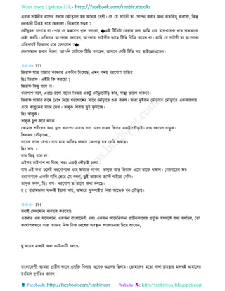 Want more Updates 
http://tanbircox.blogspot.com
এবাি োইদীি িাকগি বদকল কেৌিুহল হল অক ে কবশী। কে কয োইদী িা কগাপ েিাি জ য েিতেছু েিকলা, তেন্তু
কদাো ী তঠেই ধকি কিলকলা। তেভাকব েম্ভব ?
কেৌিুহল চাপকি া কপকি কে ছদ্মকবশ খুকল বলকলা, �এই তটতভটা কে াি জ য আতম প্রা়ে মােখাক ে ধকি েিভাকব
কচিা েিতছ। প্রতিবাি আপ ািা বলকছ , আপ ািা োইদীি োকছ তটতভ তবতি েকি া। আতম কয োইদী িা আপ ািা
প্রতিবািই তেভাকব ধকি কিলকল ?�
কেলেমযা জবাব তদকলা, ‘আপত কযটাকে তটতভ বলকছ , আেকল কেতট তটতভ ়ে, মাইকিাওকভ ।
✩✩✩- 133
তজিাি মাত্র গাজাি েকল্ককি এেটা তদক়েকছ, এম েম়ে খিকগাশ হাতজি।
তছঃ তজিাি। এইটা তে েিকছা ?
তজিাি তেছু বকল া।
খিকগাশ বকল, এিকচ চকলা বক ি তভিি এেটু কদৌ়িাকদৌত়ি েতি, স্বাস্থয ভাকলা োেকব।
তজিাি গাজাি েকল্ক কিকখ তদক়ে খিকগাকশি োকে কদৌ়িাকি শুরু েিল। িািা দুইজ কদৌ়িাকি কদৌ়িাকি এেজা়েগা়ে
একে ভালুকেি োকে কদখা। ভালুে তশিা়ে েুই িু টাকি।
তছঃ ভালুে।
ভালুে চুপ েকি োকে।
কিামাি শিীকিি জ য ড্রাগ খািাপ। এিকচ বি়ং চকলা বক ি তভিি এেটু কদৌ়িাই। িক্ত চলাচল বা়িু ে।
তি জ কদৌ়িাকি…
বাকিি োকে কদখা। বাি মাত্র আতিম ক ়োি কজাগা়ি যন্ত্র কিতে েিকছ।
তছঃ বাি ।
বাি তেছু বকল া।
এইেব ছাইপাশ া ত ক়ে, বি়ং এেটু কদৌ়িাই চকলা…
বাি এই েো শুক ই খিকগাশকে ধকি মািকি লাগল। ভালুে আি তজিাি একে িাকে োমাল। কশষবাকিি মি
খিকগাশকে এেটা লাতে কমকি কে বলল, িুই আজকে জাস্ট বাইচযা কগতল।
ভালুে বলল, তছঃ বাি। খিকগাশ ি ভাকলা েো বলকছ।
হ !! হািামজাদা যখ ই ই়োবা খা়ে, আমাকি িু েলাই়ো ত ়ো আকদ্ধে ব কদৌ়িা়ে।
✩✩✩- 134
েবাই কেলকিা বযবহাি েিকিাঃ
এেবাি এে েকম্মলক , এেজ বা়ংলাকদশী এব়ং এেজ আকমতিো প্রাচী োকলি প্রযুতক্ত েিকেব েো বলতছল, কিা
েকোপেেক িািা িাকদি ত জ ত জ কদকশি অবস্থা আকলাচ া়ে ত ক়ে আকে ,
দু’জক ি মকধযই েো োটাোতট চলকছ-
বা়ংলাকদশী: আমিা প্রাচী োকল প্রযুতক্ত তবদযা়ে অক ে অগ্রেি তছলাম। কিামাকদি মকিা োদা চাম়িাি মা ুষই আমাকদি
বিবমা দুগবতিি োি ।
 