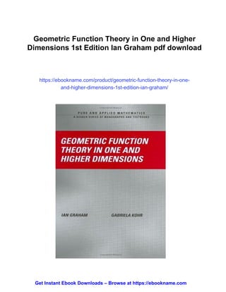 Geomtric Function Statistics.pdf Geometric Function Theory in One and Higher Dimensions 1st Edition Ian ...