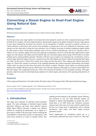 Converting a Diesel Engine to Dual-Fuel Engine Using Natural Gas | PDF