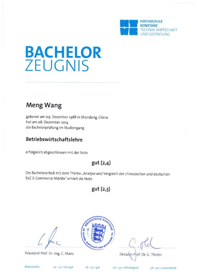 Bachelorzeugnis