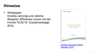 47
Hinweise
 Whitepaper:
Charles Jennings und Jérôme
Wargnier: Effizientes Lernen mit der
Formel 70:20:10. CrossKnowledge...