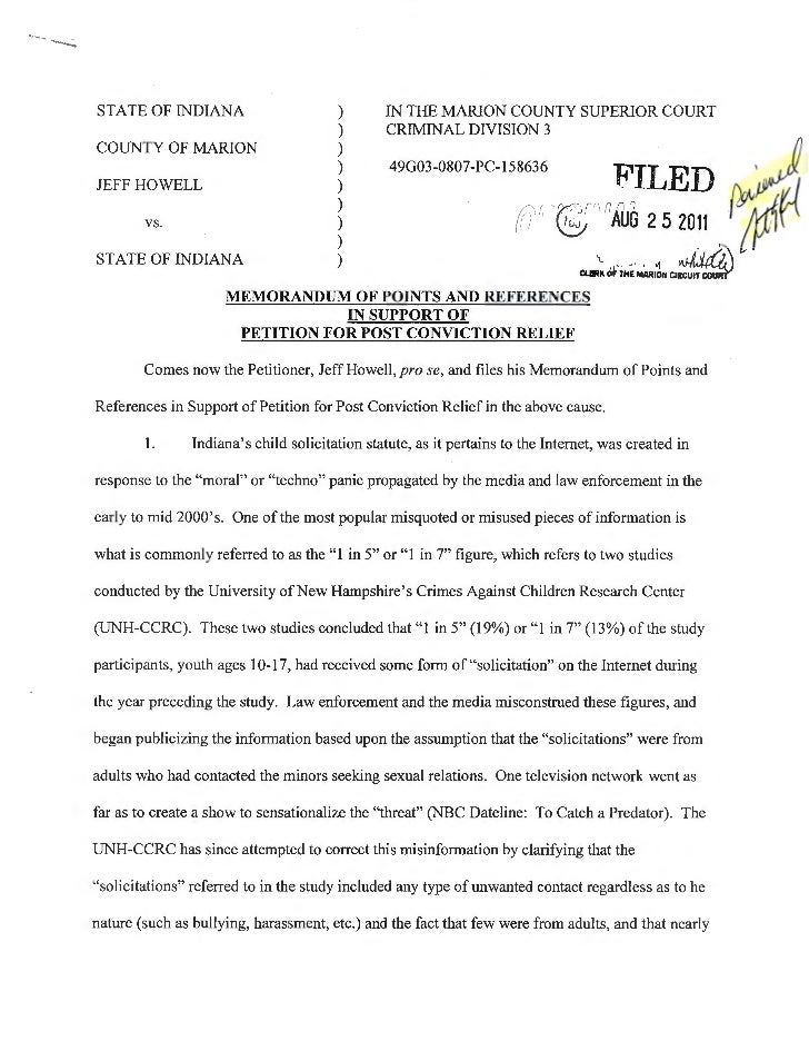 Memorandum of Points and References in Support of Petition for Post C…