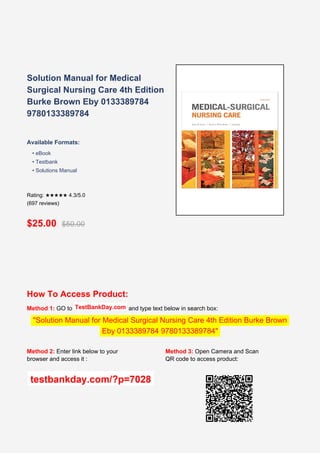 Comprehensive Guide to Medical Surgical Nursing Care and Health ...