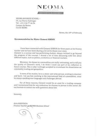 Recommendation Letter NEOMA