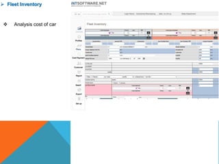  Fleet Inventory
 Analysis cost of car
 