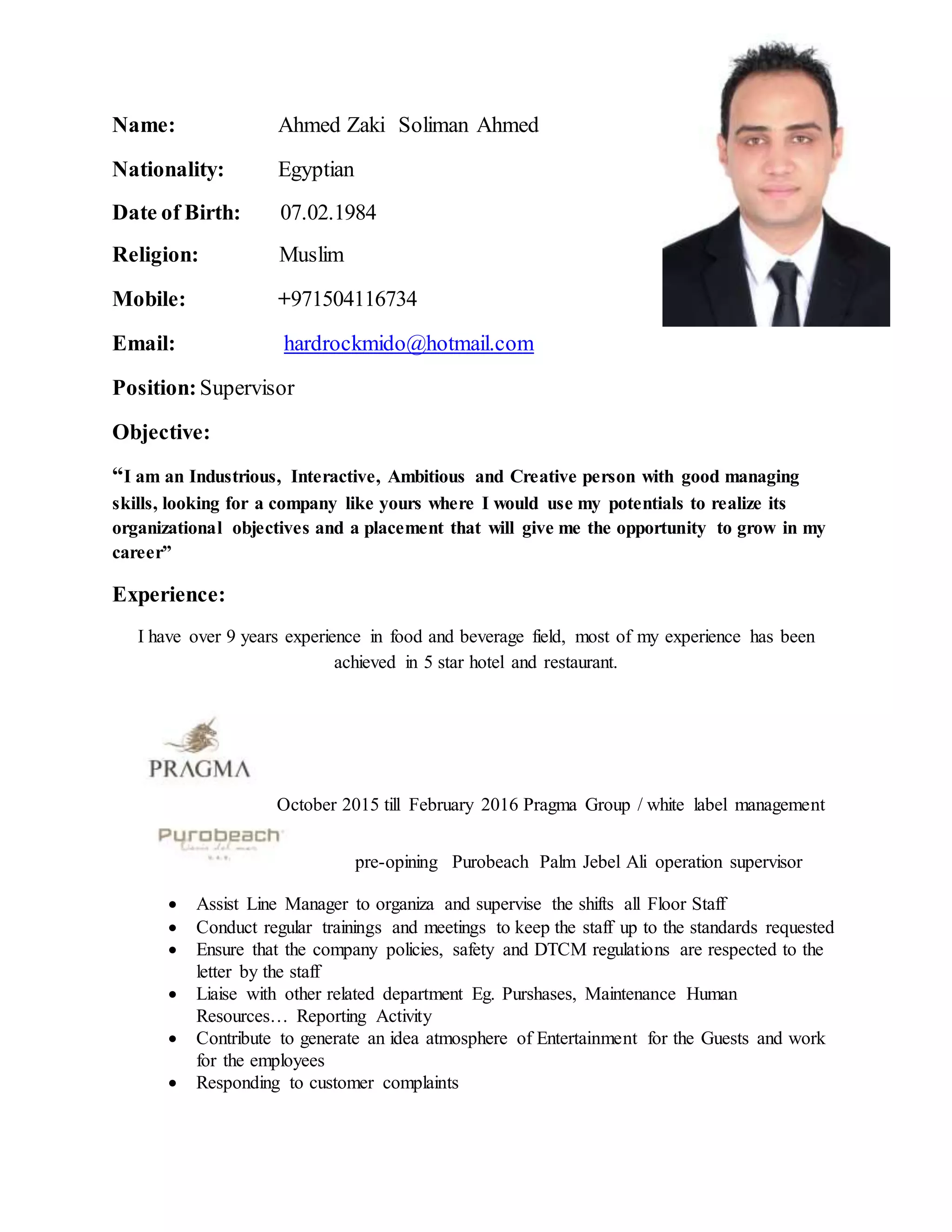 Ahmed CV 2016 | PDF
