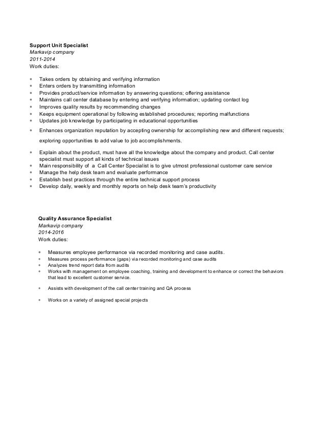 technical support call center job description