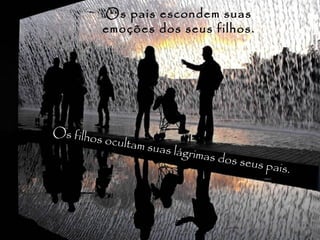 Os pais escondem suas
         emoções dos seus filhos.




Os filho
        s oculta
                m suas l
                        ágrimas
                                  dos seu
                                          sp   ai s .
 