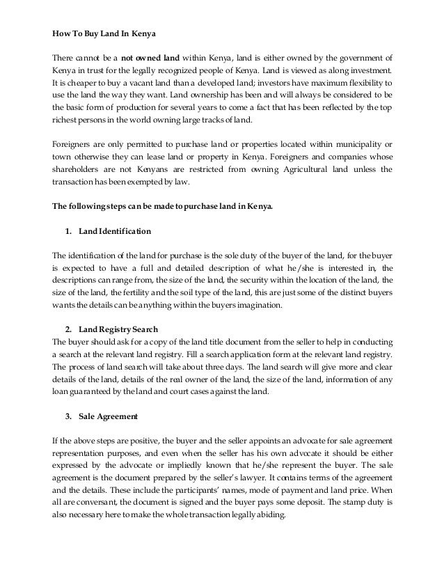 How To Buy Land In Kenya