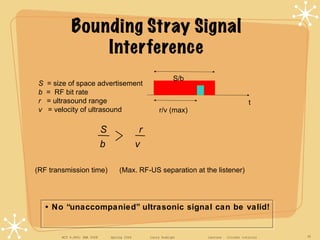 Bounding Stray Signal Interference S   = size of space advertisement b   =  RF bit rate r   = ultrasound range v   = veloc...