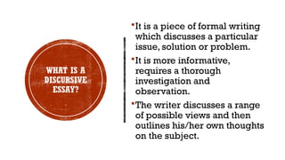 Discursive Features Comprehensive Guide to Discursive and Argumentative Essay Writing ...