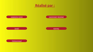 Réalisé par :
HAKAOUI ILYAS HAMMAD YASSINE
SAAD KAMAL
Mohammed
 