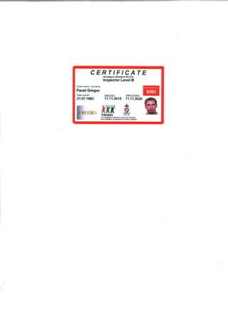 frosio level III, certificate NS 476