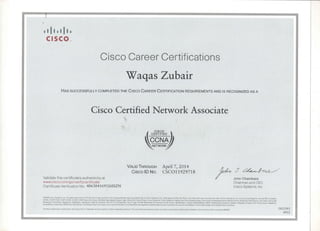 Waqas Zubair CCNA Certificate