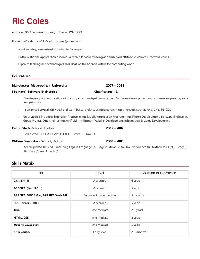 ric coles resume