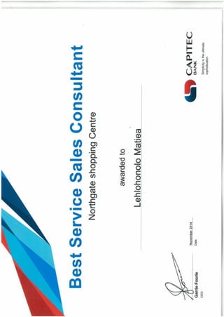 Service consultant certificate