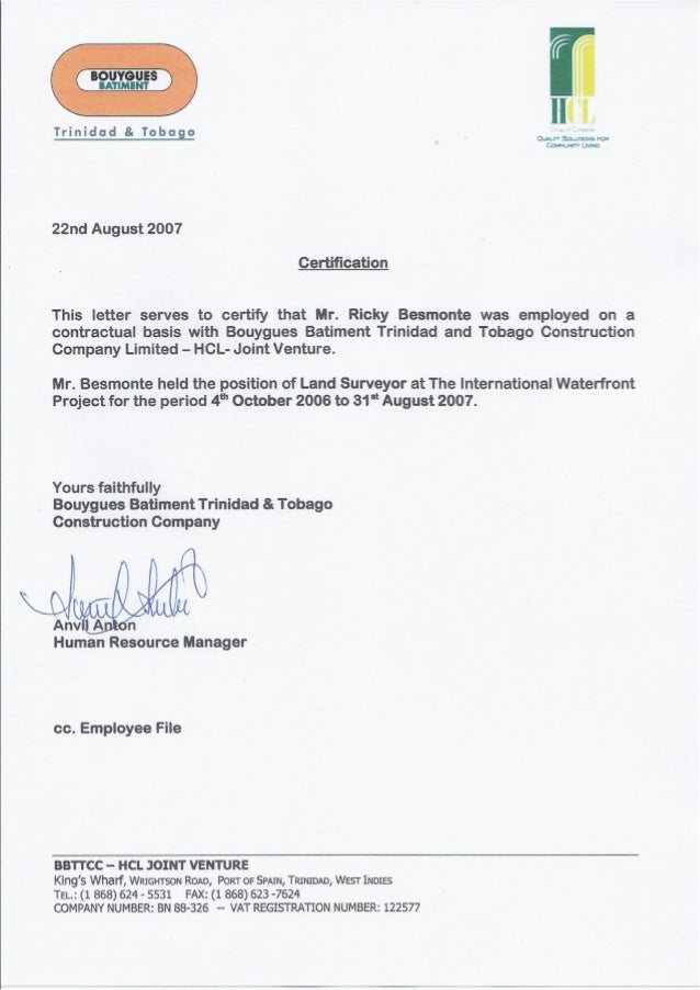employment certification
