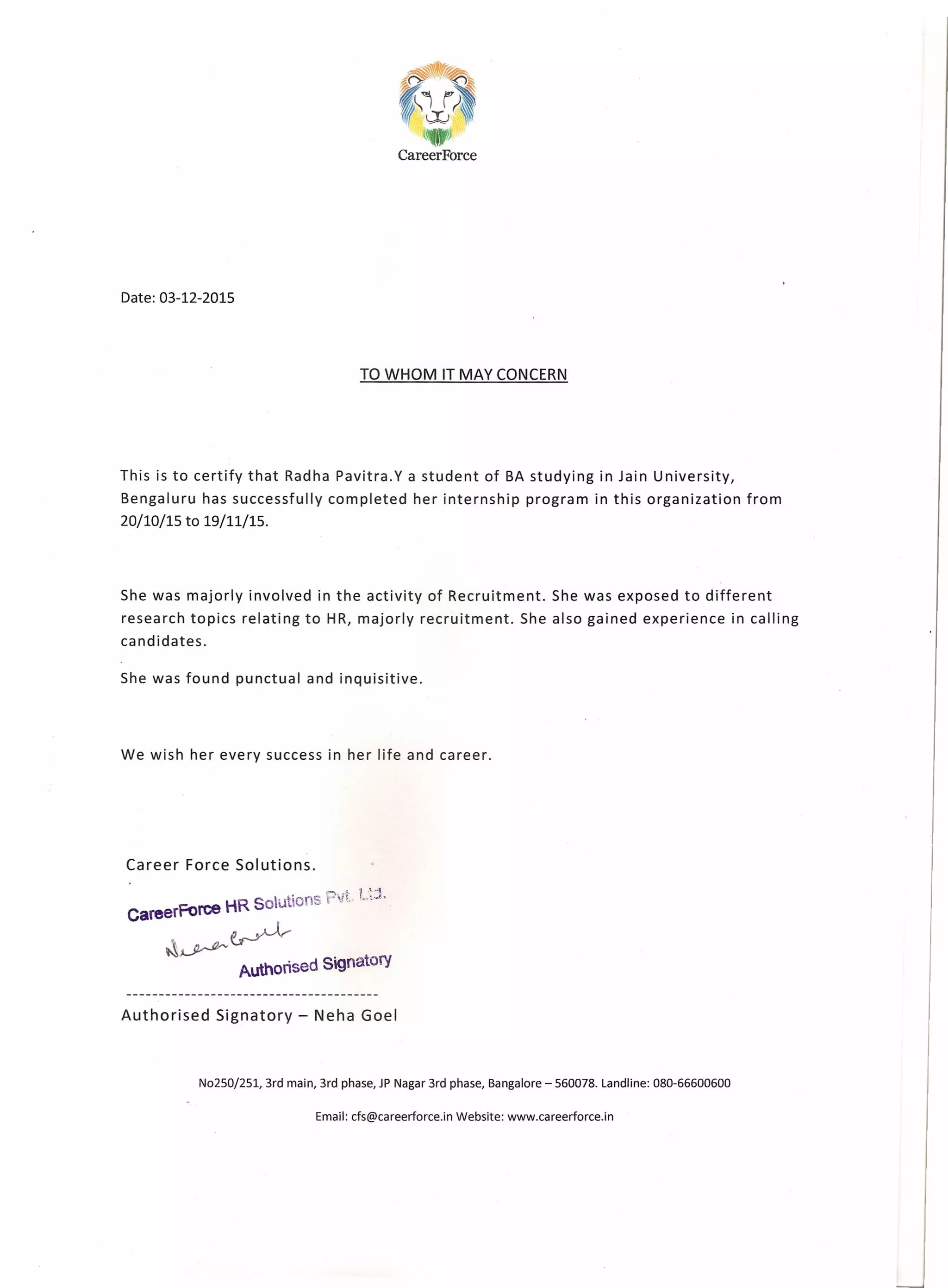 CFS Completion Letter | PDF