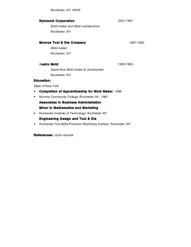 tool maker west palm resume