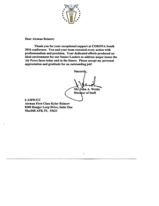 Pentagon Letter of Apprectiation CORONA16