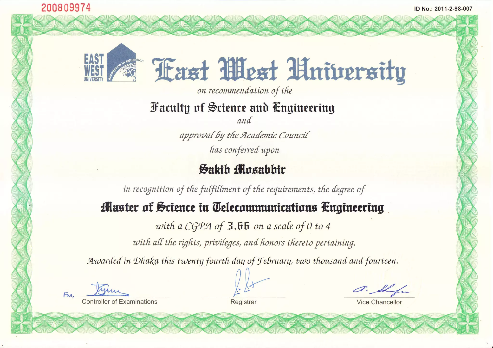 Msc Main certificate | PPT