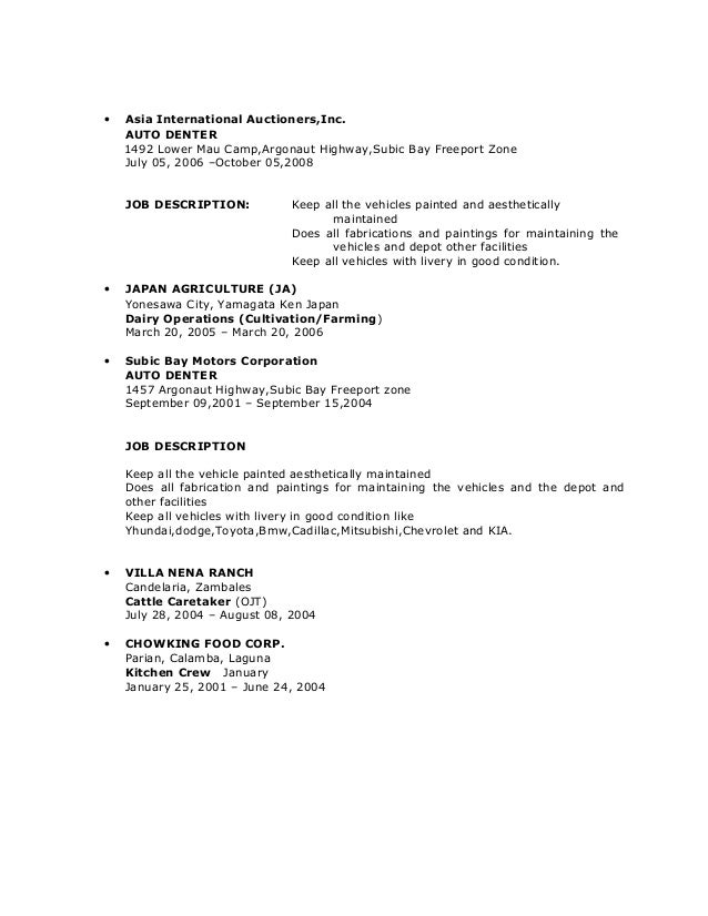 chowking certificate of employment
