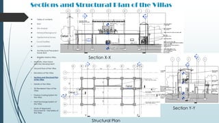 Sections and Structural Plan of the Villas
 Table of contents
 Brief
 Site Analysis
 Historical Background
 Geotechnical Survey
 Local Facilities
 Local Materials
 Architectural Precedent -
Xavier Bohl
 Brighton Marina Villas
• Aesthetic View Hand-
sketches Development
• Ground Floor of the Villas
• Elevations of the Villas
• Sections and Structural Plan
of the Villas
• Details of the Villas
• 3D Rendered View of the
Villas
• Passive Cooling System for
the Villas
• Heat Exchange System of
the Villas
• Study of Approved
Document B – Fire Safety of
the Villas
Section X-X
Section Y-Y
Structural Plan
 