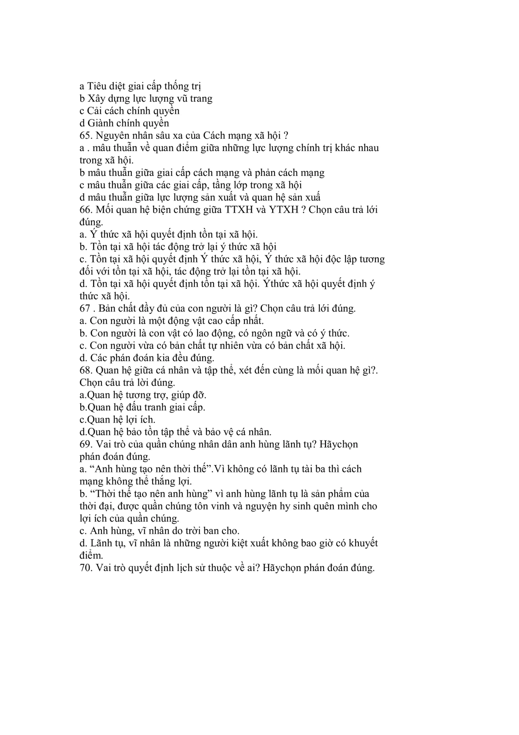 70 câu trắc nghiệm Triết Học - Mác Lê Nin