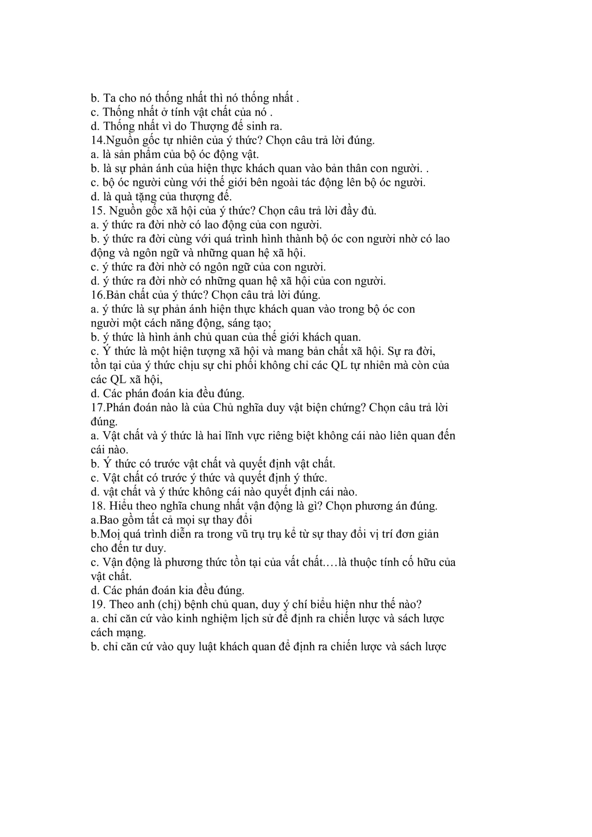 70 câu trắc nghiệm Triết Học - Mác Lê Nin