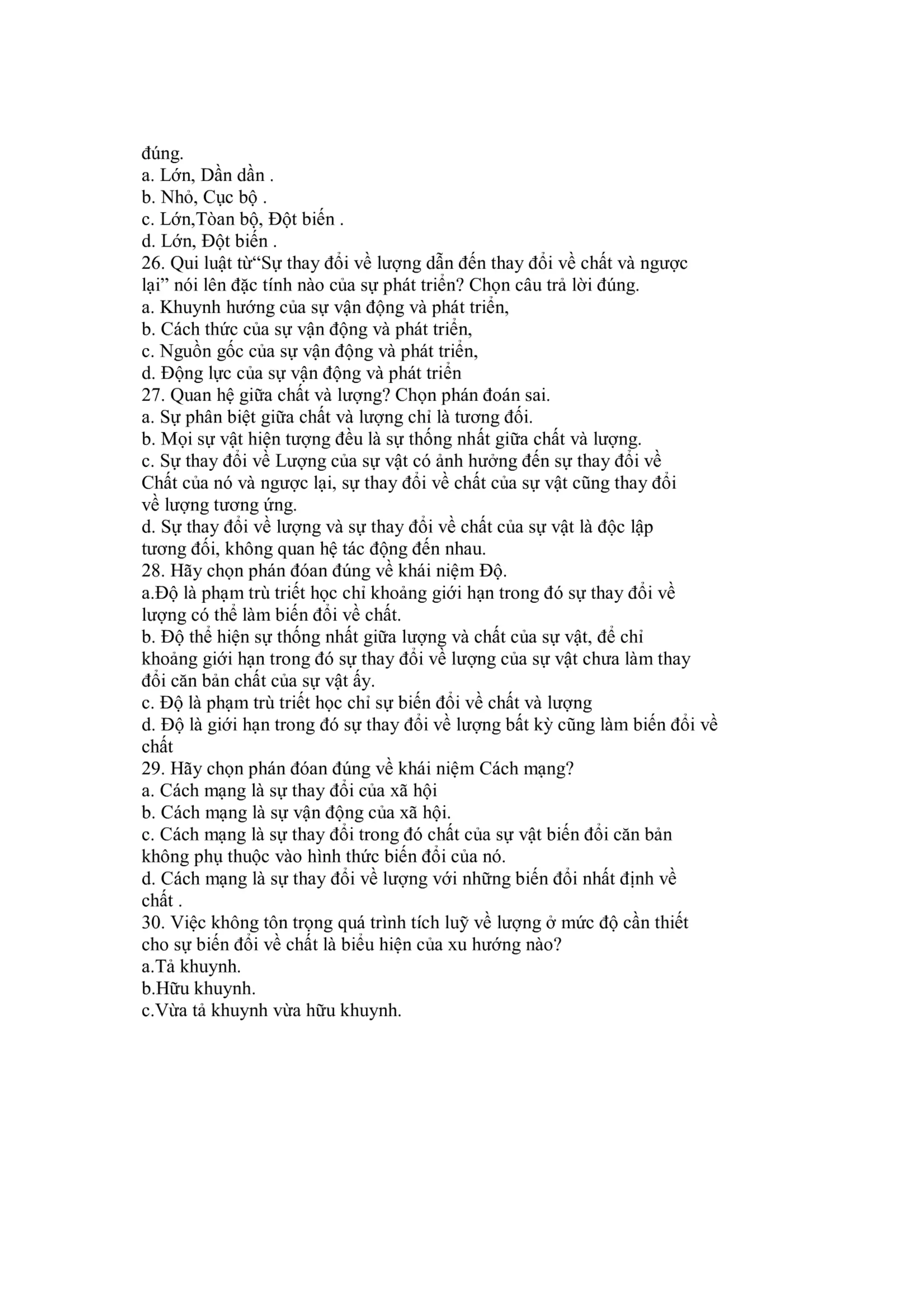 70 câu trắc nghiệm Triết Học - Mác Lê Nin