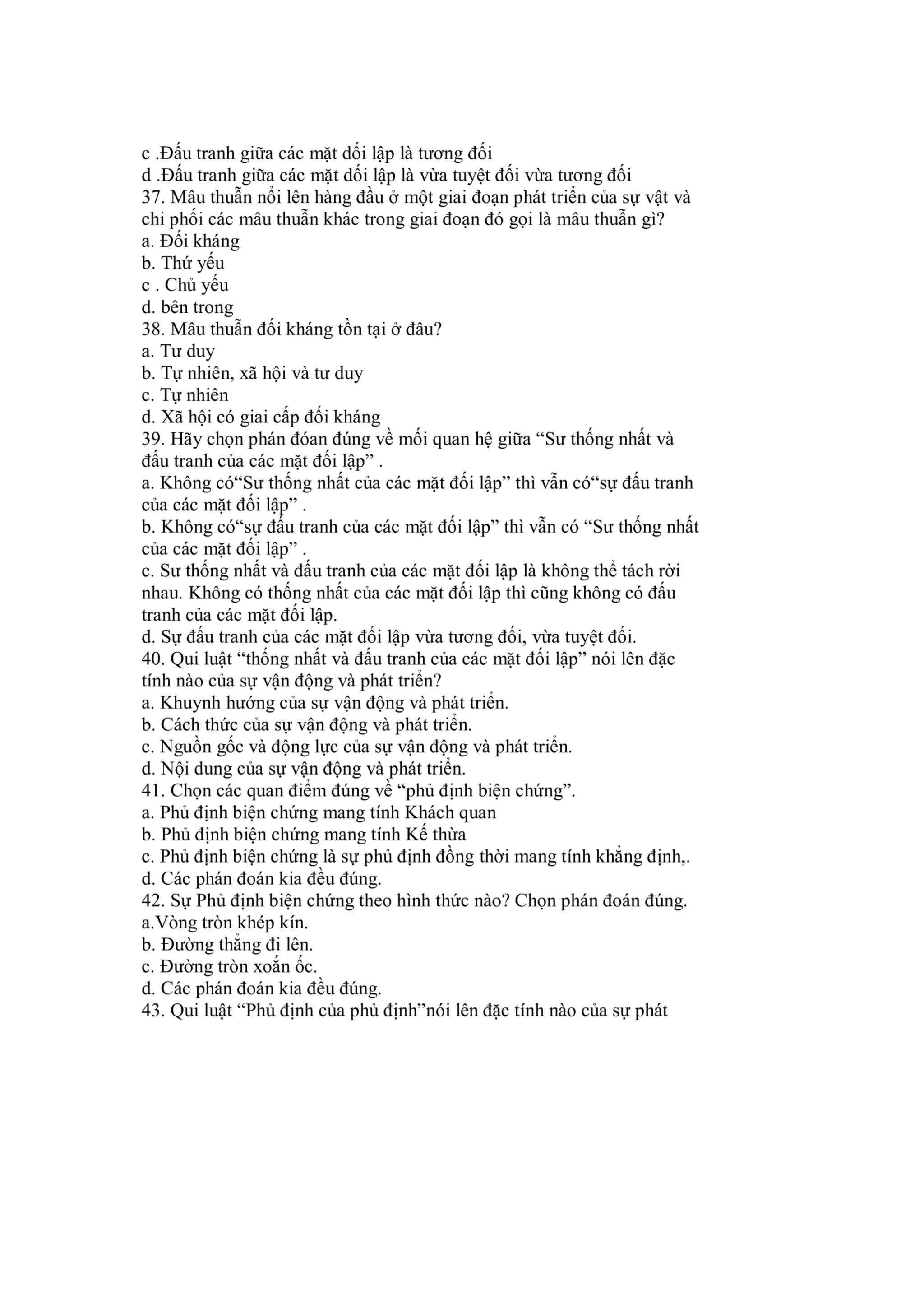 70 câu trắc nghiệm Triết Học - Mác Lê Nin