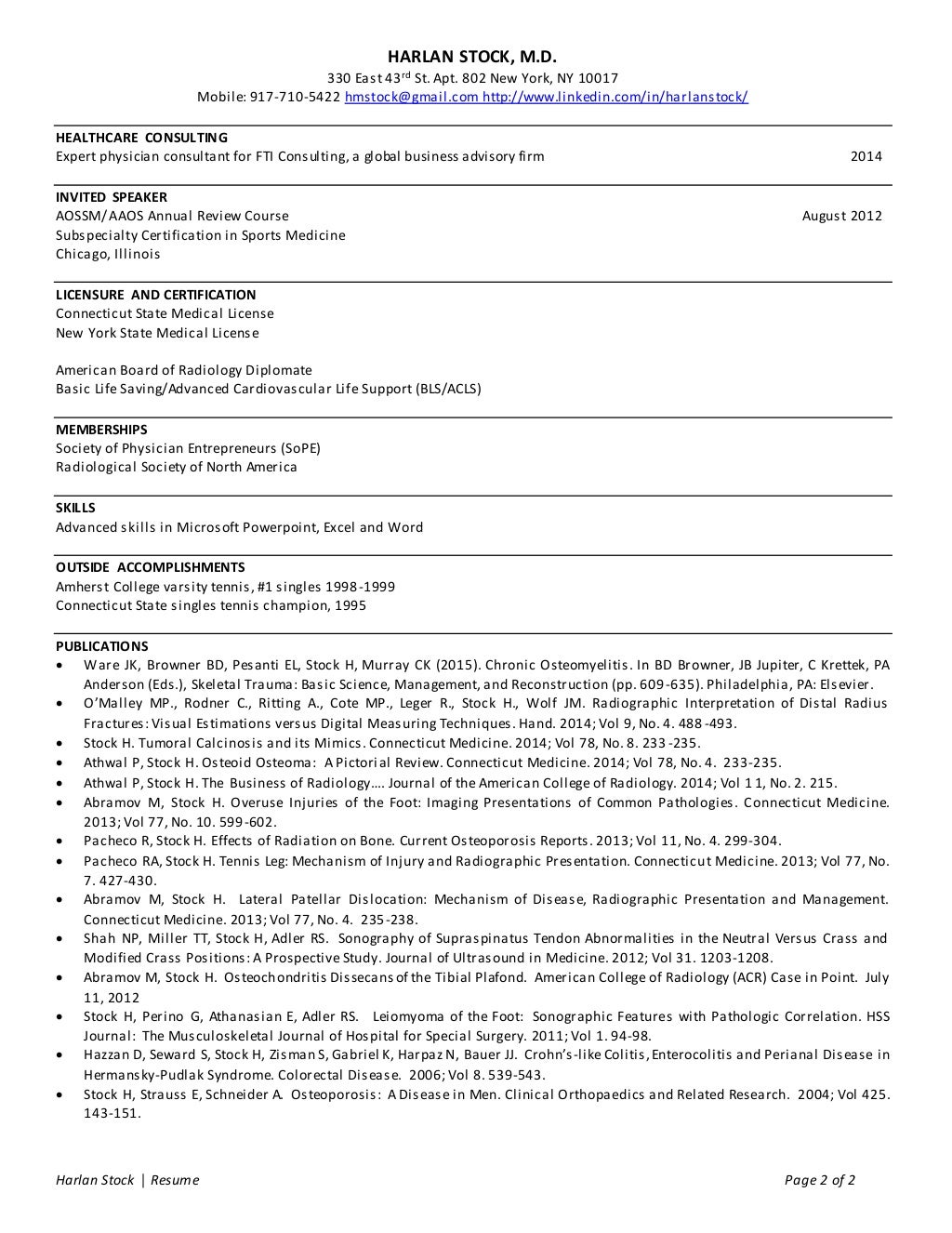 Haslam College Of Business Resume - Harlan Stock Mdmba Resume 2 1024 