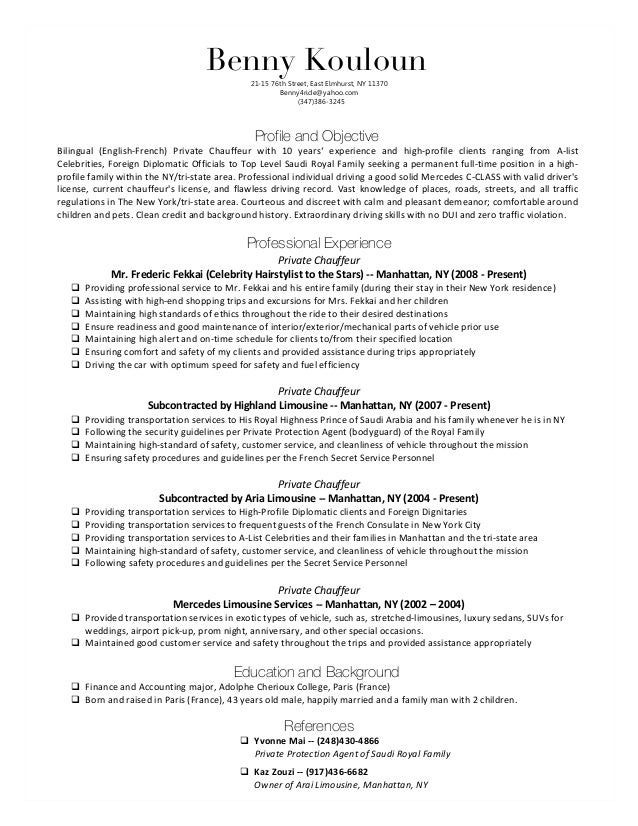 high profile resume