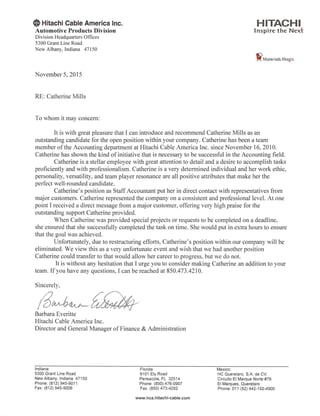 Catherine 's Mills' Recommendation Letter from Barbara Everitte