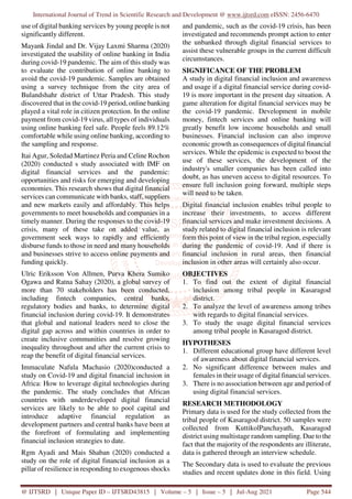 Digital Financial Inclusion among Tribes A Post Covid Pandemic Scenario ...