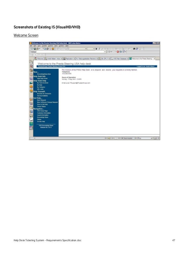 Help Desk Ticketing System Requirements Specification
