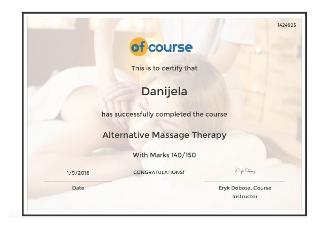Danijela Massage Certificate