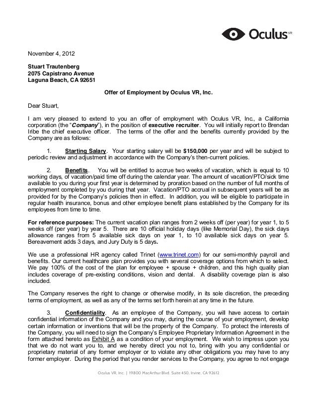 oculus offer letter stuart trautenberg 1 copy employment offer letter california