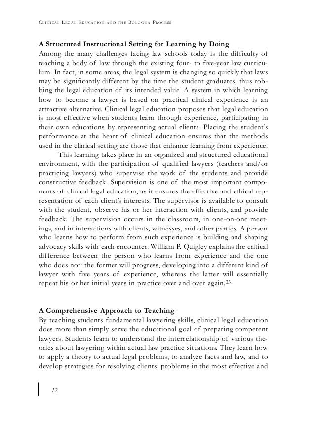 Clinical Legal Education and the Bologna Process(6) Clinical Legal Education and the Bologna Process(6)