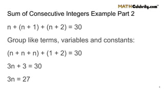 Sum of consecutive integers | PPTX