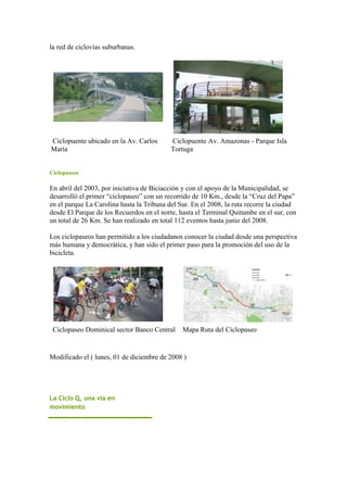 70 Km De CiclovíAs Para Quito